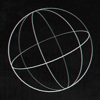 3D sphere outline with glitch effect on a black background 