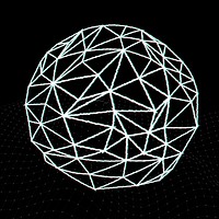 3D icosahedron with glitch effect on a black background 