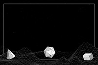 Gray geometric shapes on a wireframe wave background vector