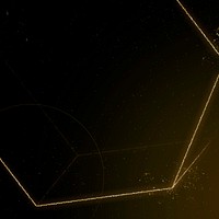 Gold geometric hexagonal prism on black background