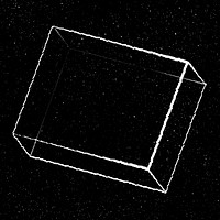 Distorted 3D flat cuboid outline on a starry background