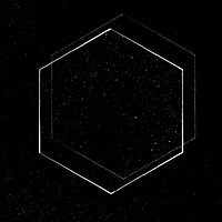White hexagon shape on a black background 