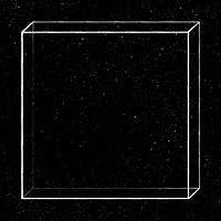 3D flat cuboid outline on a starry background