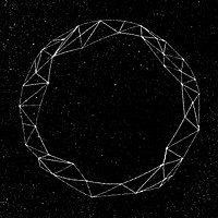 3D polyhedron ring outline on a black background 