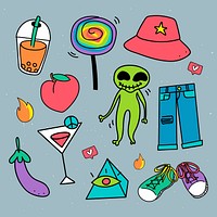 Creative and cool pop art stickers set vector