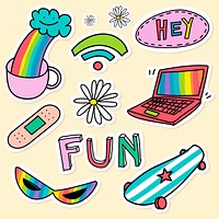 Creative cool pop art sticker collection vector