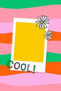 White instant photo frame on colorful background vector