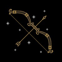 Gold Sagittarius astrological sign on a black background vector