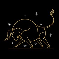 Gold Taurus astrological sign on a black background vector