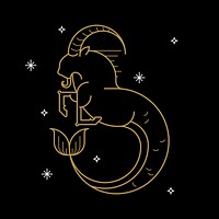 Gold Capricorn astrological sign on a black background vector