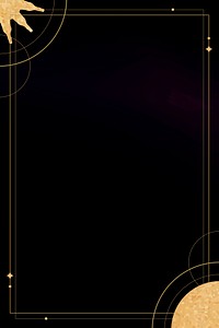 Gold sun and moon frame on a black background vector