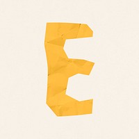 E letter paper cut alphabet psd typography font