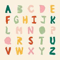 Paper cut kids alphabet vector set