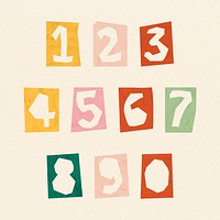 Number font paper cut psd typography set