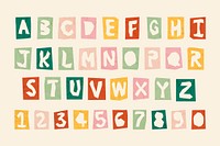 Vector numbers and alphabets typography set 