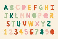 Vector alphabet numbers typography set 