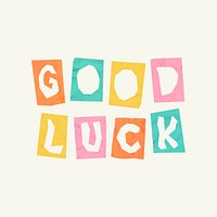 Paper cutout font good luck word psd colorful typography