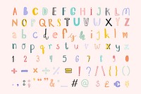 Hand drawn vector alphabet numbers sign doodle font set