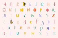 Alphabet doodle font pastel typography set
