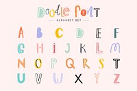 Alphabet vector doodle font typography handwritten set