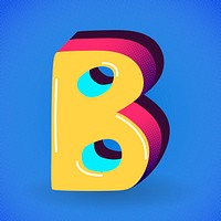 Letter B yellow funky psd stylized typography