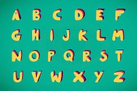 A-Z bold funky font vector alphabet typography set