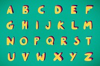 A-Z bold funky font psd alphabet typography set