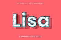 Lisa name halftone editable psd text effect typography