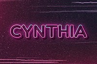 Cynthia neon name font typography vector