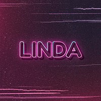 Linda neon name block letter typography vector
