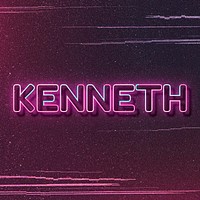 Kenneth neon name block letter typography vector