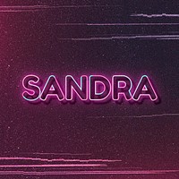 Sandra neon name block letter typography vector