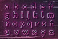 Pink neon lowercase alphabet vector typography set