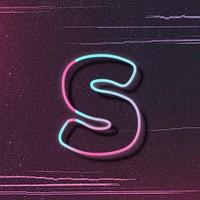 Pink neon glow letter s psd font typography