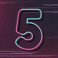 Gradient pink neon number 5 psd