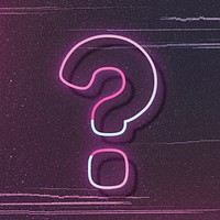 Pink neon glow question mark symbol vector font typography