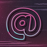 Pink neon glow at sign psd font typography
