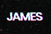Psd James male name typography glitch effect