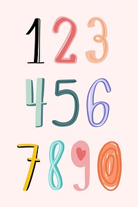 Numbers 0-9 hand drawn doodle style typography set vector