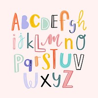 Alphabets typography hand drawn doodle style vector set
