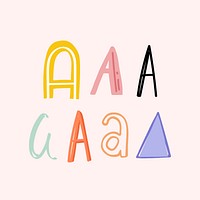 A letter doodle typography vector font set