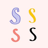 Letter S hand drawn doodle typography set vector