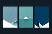 Arctic landscape vector retro color minimal poster style set