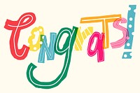 Congrats! colorful doodle font vector