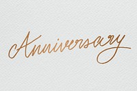 Gold text anniversary word calligraphy psd typography