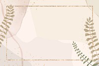 Golden glittery psd frame on pink leaves background