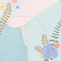 Pastel colorful flowers psd glittery background