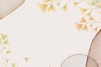 Aesthetic floral leaves psd on watercolored wallpaper