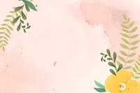 Cute flower psd on pink watercolored wallpaper