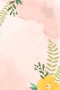 Foliage vector frame on watercolor background